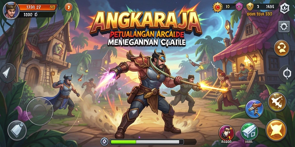 Tangkapan layar gameplay ANGKARAJA menampilkan karakter beraksi di level yang penuh tantangan.