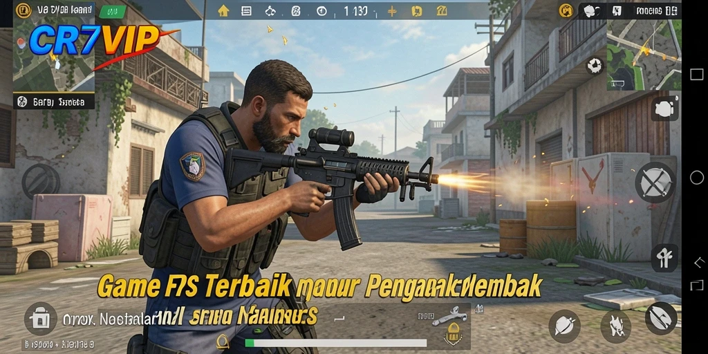 Screenshot gameplay CR7VIP menampilkan aksi tembak-menembak yang seru.