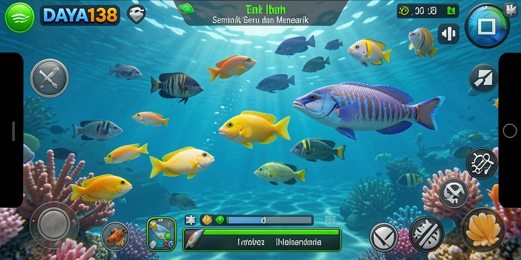 Tampilan gameplay seru menangkap ikan dalam DAYA138.