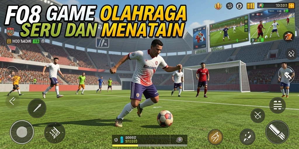 Tampilan gameplay FO8 yang menampilkan aksi seru dalam permainan olahraga.