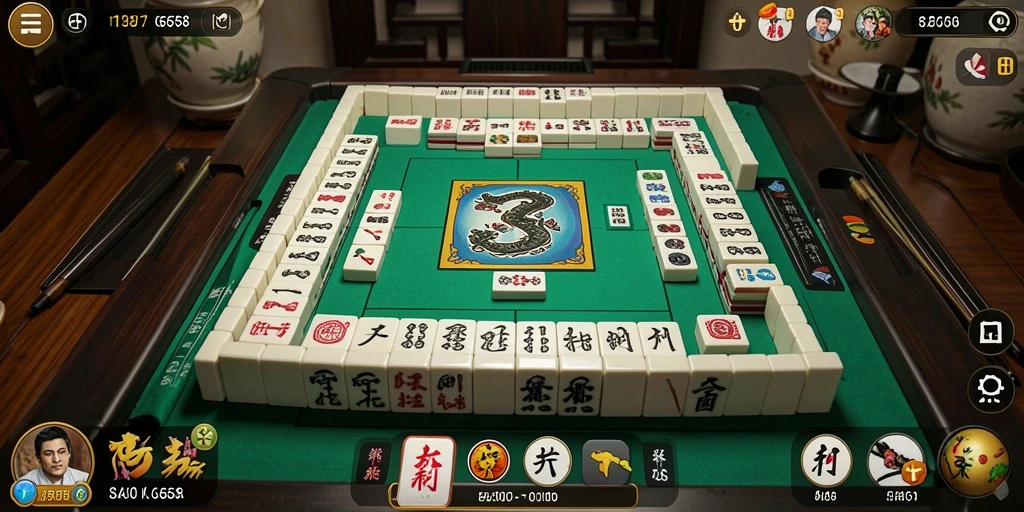 Tampilan gameplay menegangkan G668 dengan desain ubin Mahjong yang menarik.