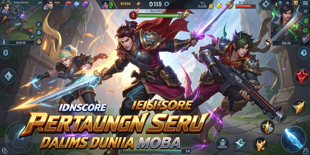 Gameplay seru dan strategis dalam IDNSCORE MOBA.