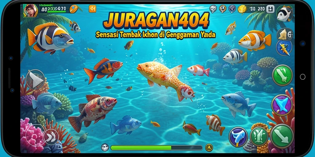 Tampilan aksi mendebarkan dalam permainan Tembak Ikan JURAGAN404.