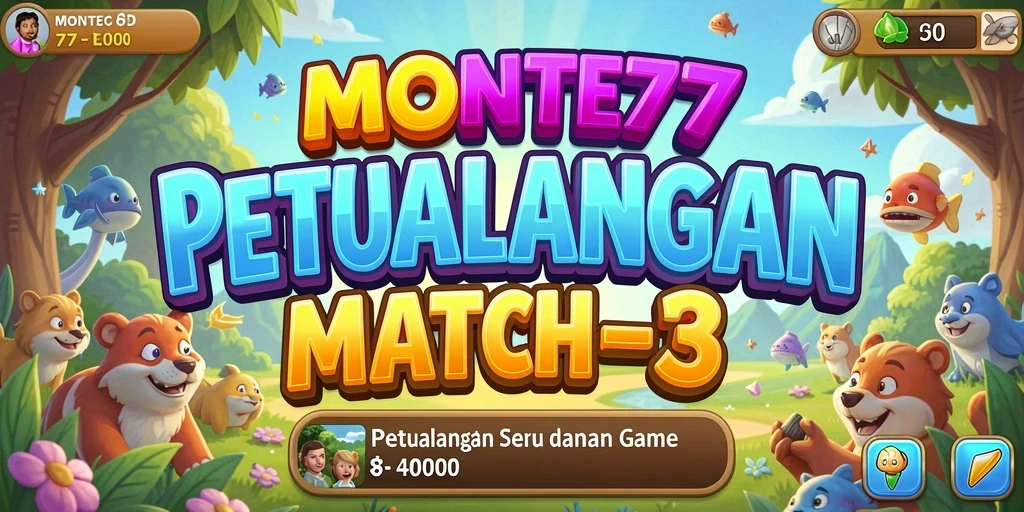 Screenshot gameplay <strong>MONTE77</strong> menunjukkan aksi mencocokkan permata dengan grafis menarik.