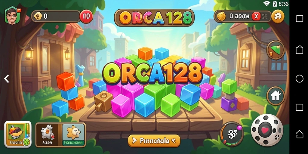 Tampilan gameplay ORCA128 dengan berbagai teka-teki menarik.
