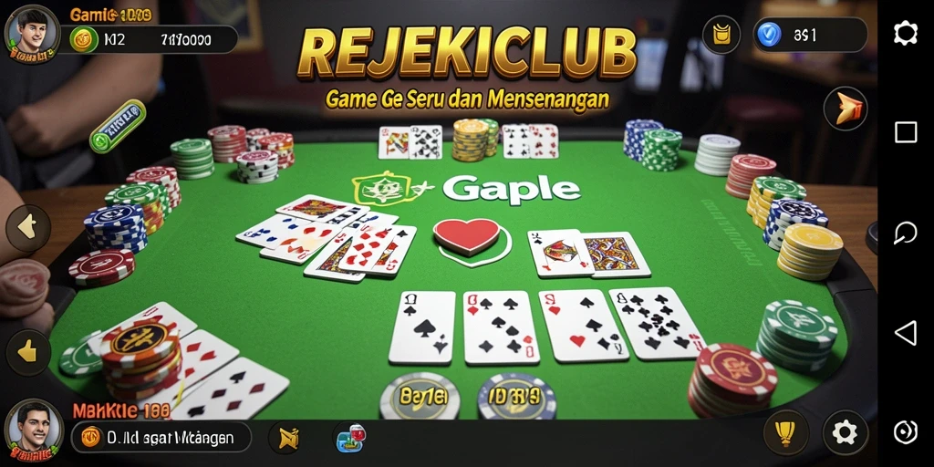 Tampilan gameplay seru dalam REJEKICLUB menunjukkan strategi Gaple.