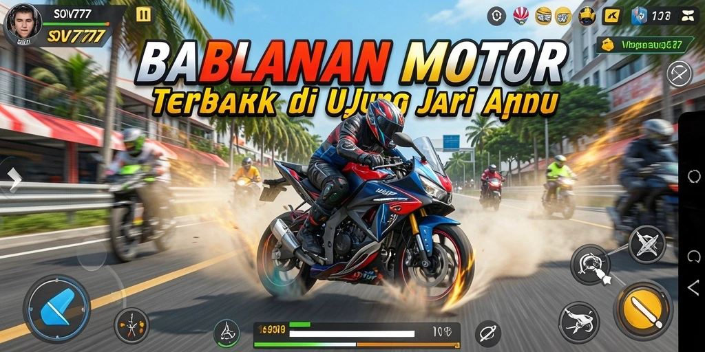 Tampilan gameplay SOV777 yang mendebarkan dengan balapan motor.