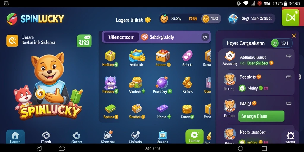 Tampilan utama SPINLUCKY dengan fitur utilitas yang menarik.