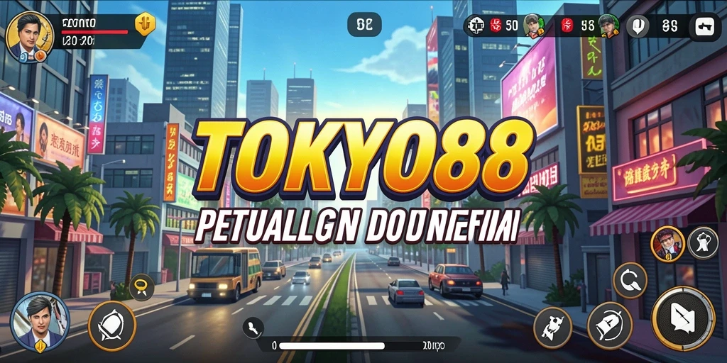 Tangkapan layar utama TOKYO88 menampilkan aksi mendebarkan di kota Tokyo.
